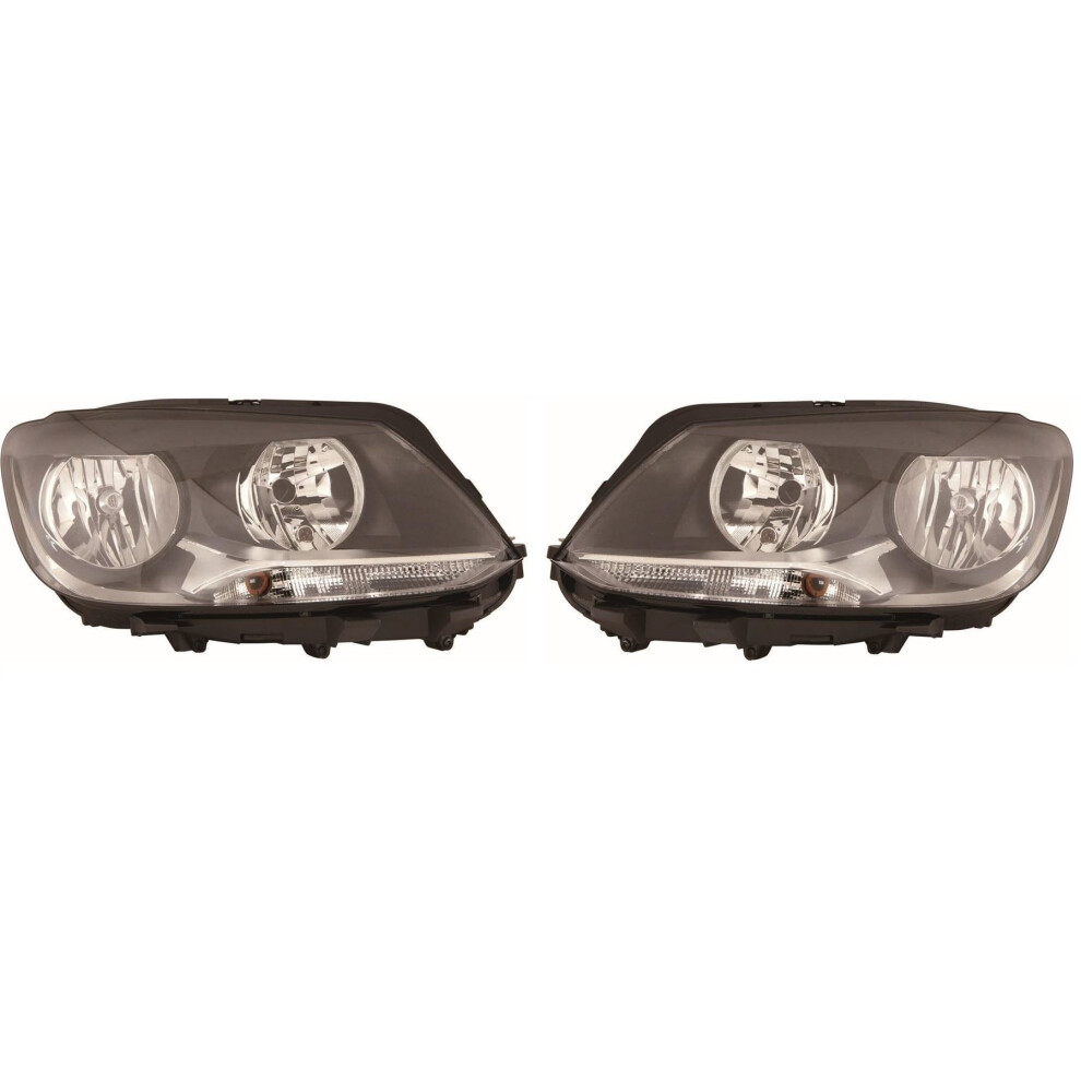 Vw Touran Mk2 9/2010-2015 Twin Reflector Headlights Lamps 1 Pair O/S & N/S Black 5057795041669
