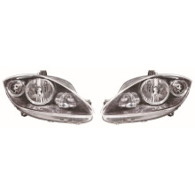 Seat Leon Mk2 Hatchback 6/2009-6/2013 Black Headlights Headlamps Pair O/S & N/S