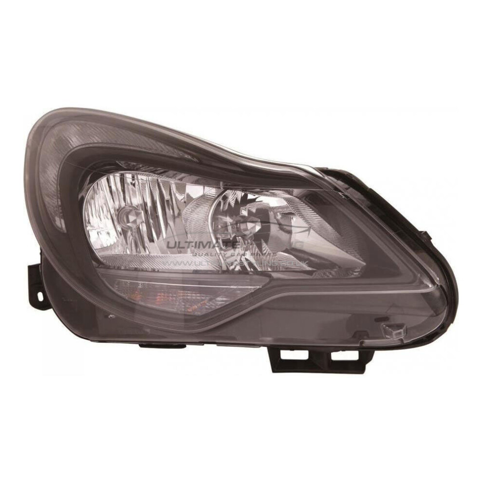 Vauxhall Corsa D Mk3 Hatchback 1/2011-4/2015 Headlight Lamp Drivers Side Black 5057795029513