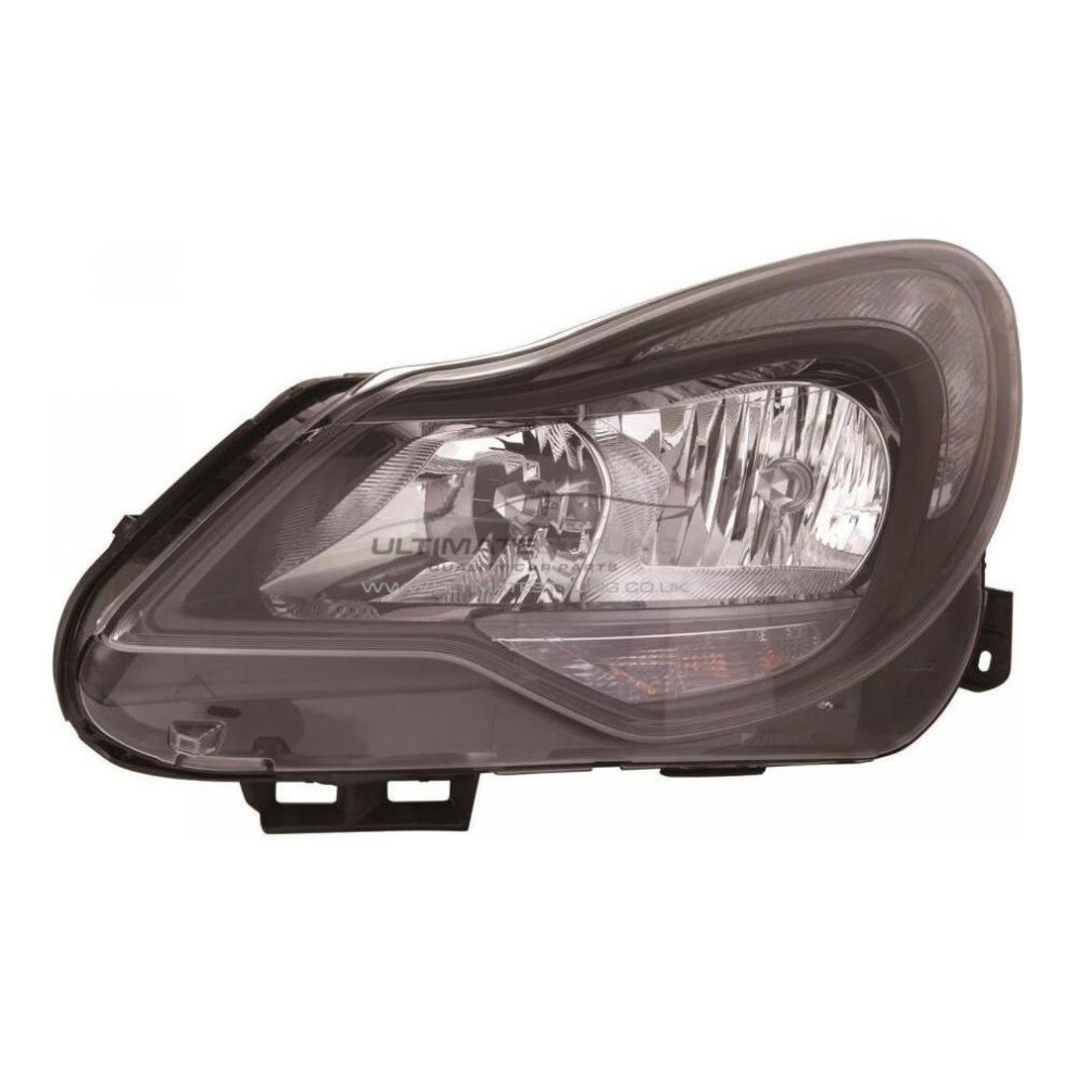 Vauxhall Corsa D Mk3 Hatchback 1/2011-4/2015 Headlight Lamp Passenger Side Black 5057795029520