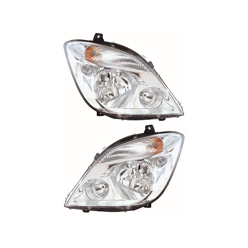 Mercedes Sprinter Mk2 Van 2006-3/2014 Headlights Headlamps No Fog Pair O/S & N/S 5057795042130