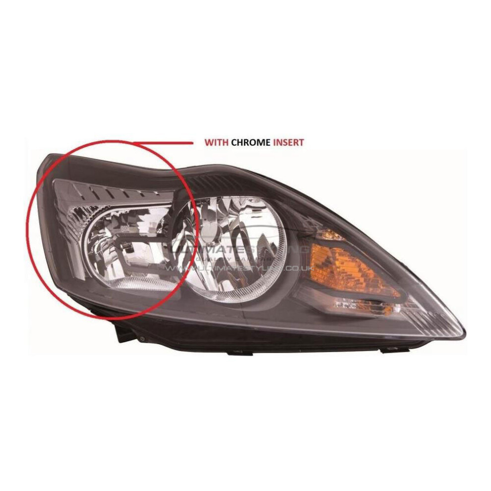 Ford Focus Mk2 Saloon 3/2008-6/2011 Headlight Headlamp Drivers Side O/S Black 5057795027243
