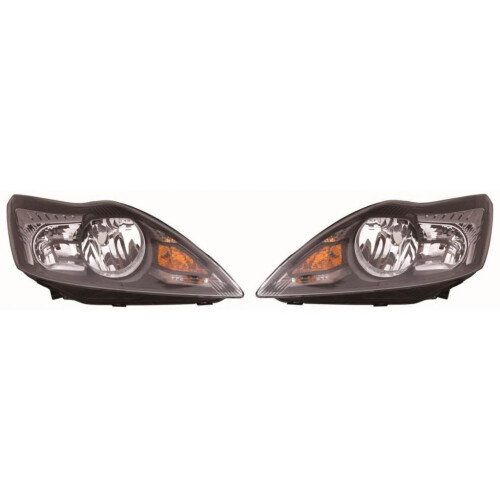 Ford Focus Mk2 Hatchback 3/2008-6/2011 Black Headlights Headlamps Pair O/S & N/S
