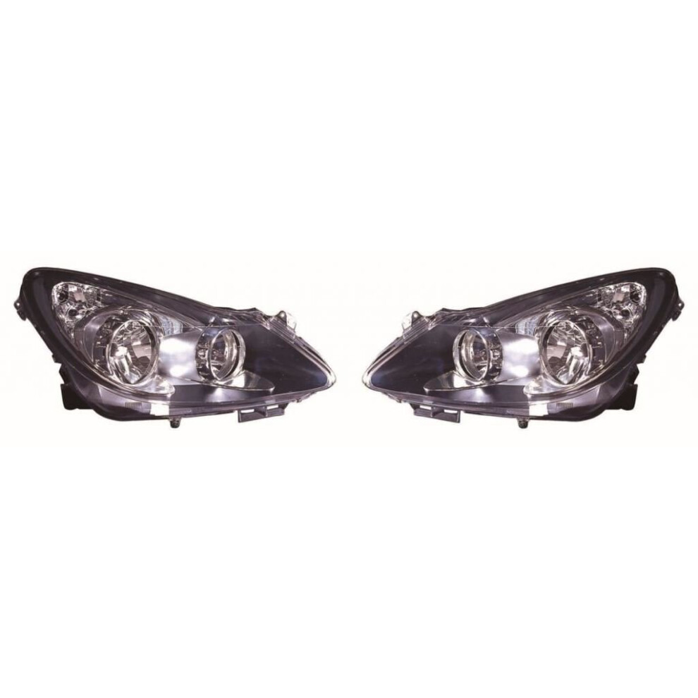 Vauxhall Corsa D Mk3 Hatchback 7/2006-7/2011 Headlights Headlamps 1 Pair Black 5057795030076