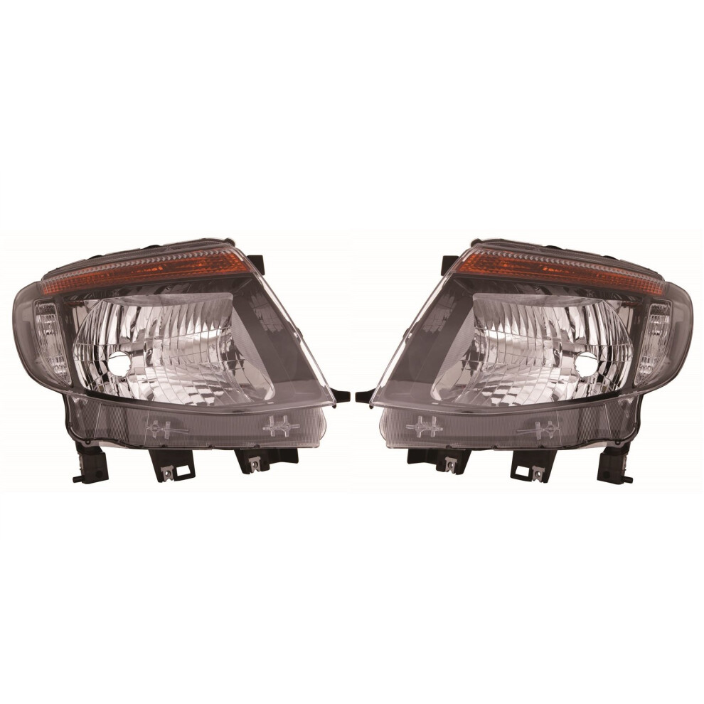 Ford Ranger Mk3 Pickup 8/2011-2/2016 Headlights Headlamps 1 Pair O/S & N/S Black 5057795027670