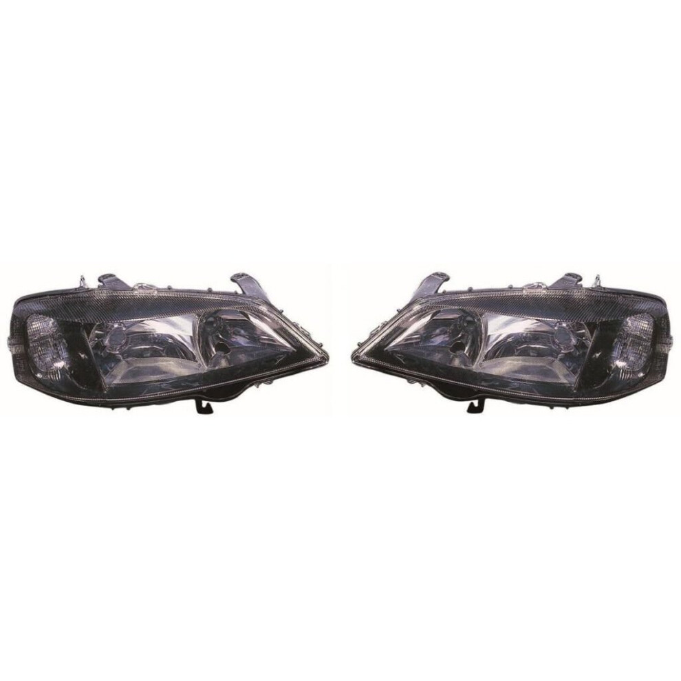 Vauxhall Astra G Mk4 Saloon 1998-2004 Headlights Headlamps Pair O/S & N/S Black 5057795028615