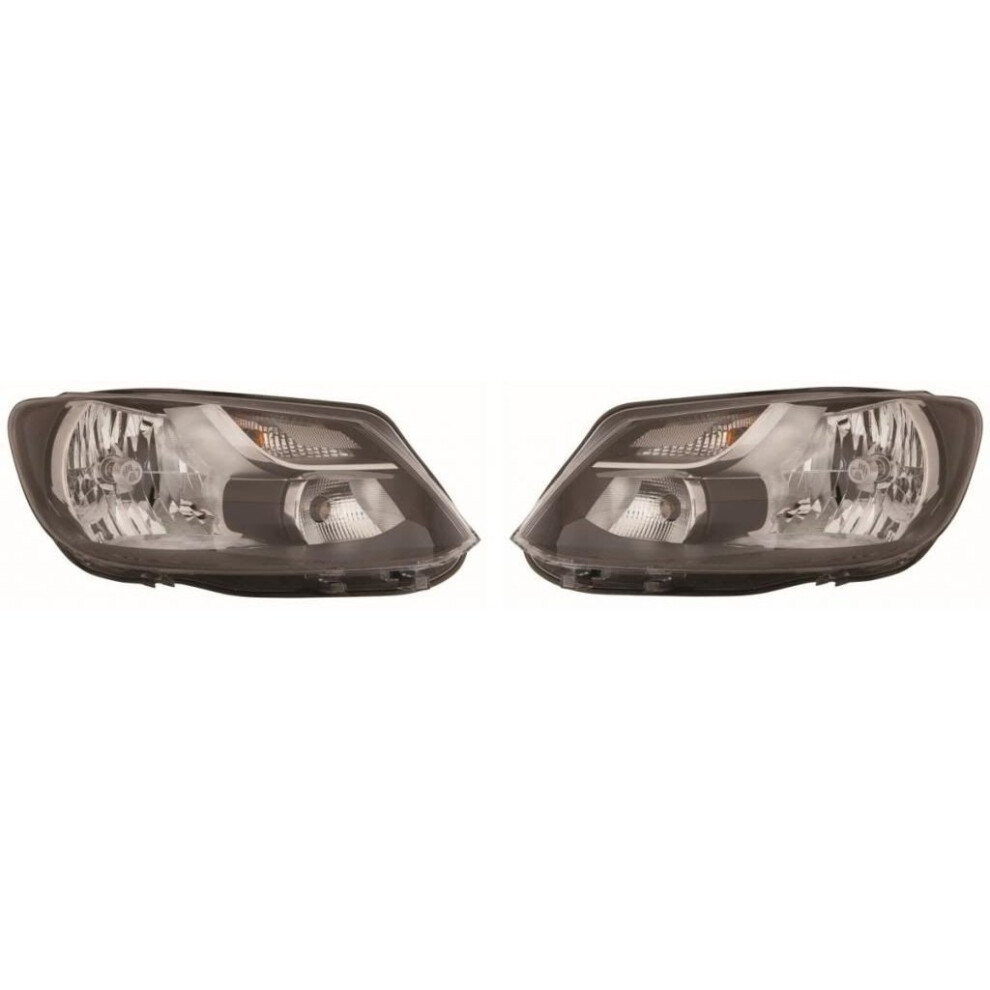 Vw Touran Mk2 9/2010-2015 Single Reflector Headlights Lamps Pair O/S & N/S Black 5057795041331