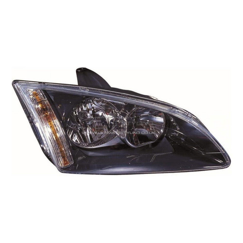 Ford Focus Mk2 Saloon 2005-5/2008 Headlight Headlamp Drivers Side O/S Black 5057795026079