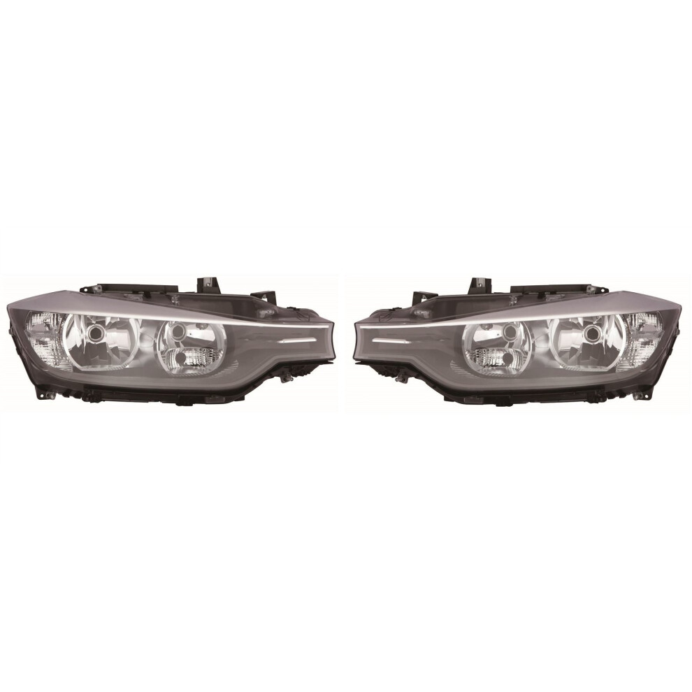 Bmw 3 Series F30 Saloon 2/2011-10/2015 Headlights Headlamps Pair O/S & N/S Black 5057795036283
