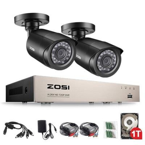 ZOSI 720P Home Security CCTV Systems 1TB Hard Drive, 8CH 1080N Remote Security Camera System (CCTV Kits) 2x 1.0MP(1280x720P)