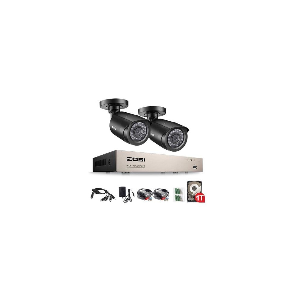 ZOSI 720P Home Security CCTV Systems 1TB Hard Drive, 8CH 1080N Remote Security Camera System (CCTV Kits) 2x 1.0MP(1280x720P)
