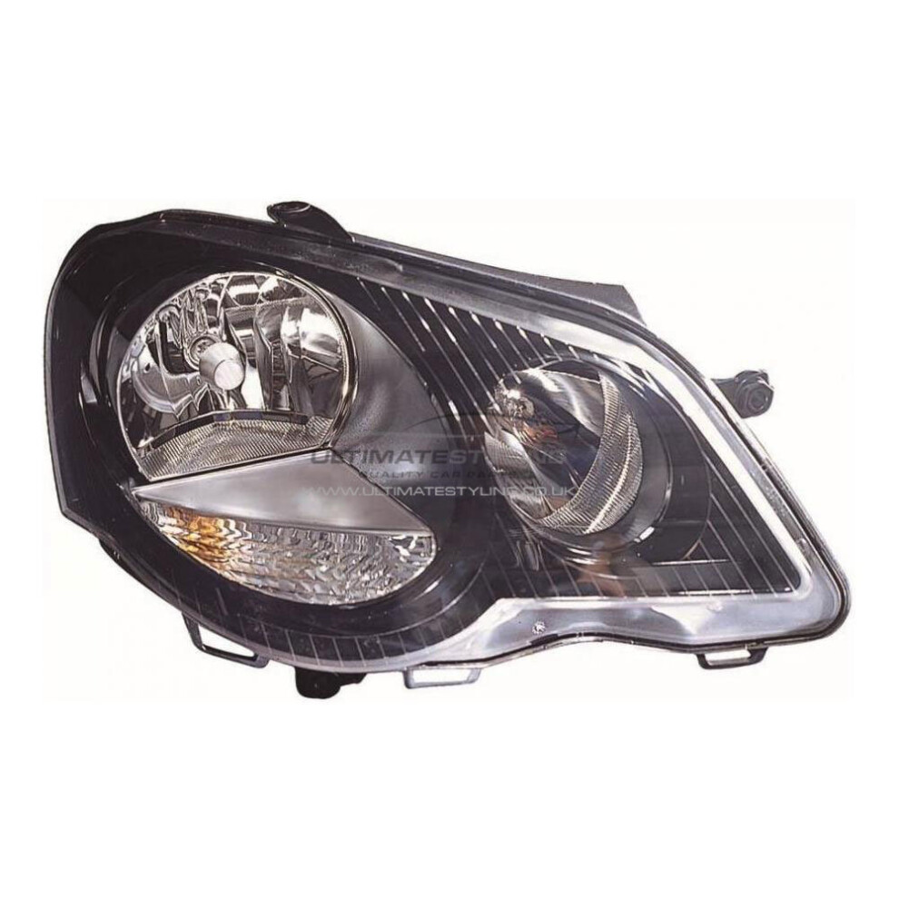 Vw Polo Mk4 Gti 9N3 Hatchback 6/2005-3/2010 Headlight Lamp Drivers Side Black 5057795040853