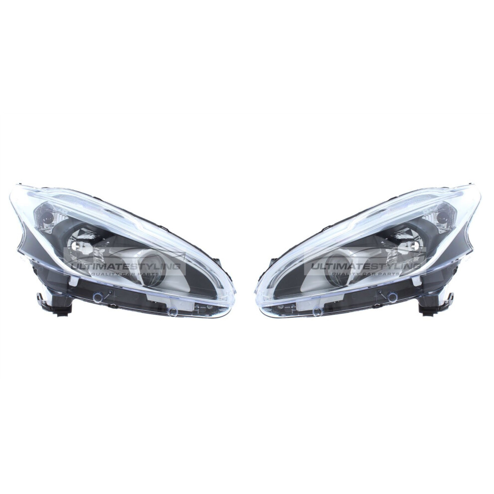Peugeot 208 4/2015-> Inner Projector Led Drl Headlights Headlamps 1 Pair Black 5057795033282