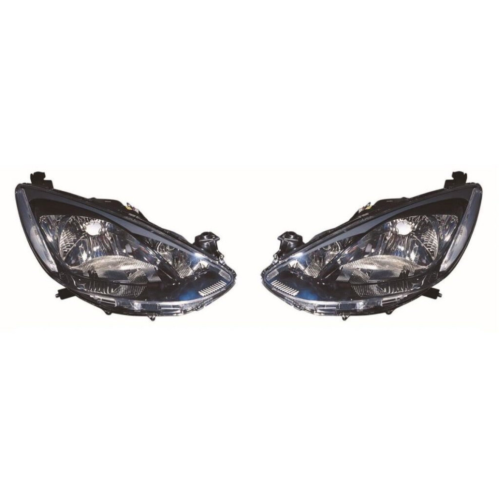 Mazda 2 Mk2 Hatchback 9/2007-5/2015 Black Headlights Headlamps 1 Pair O/S & N/S