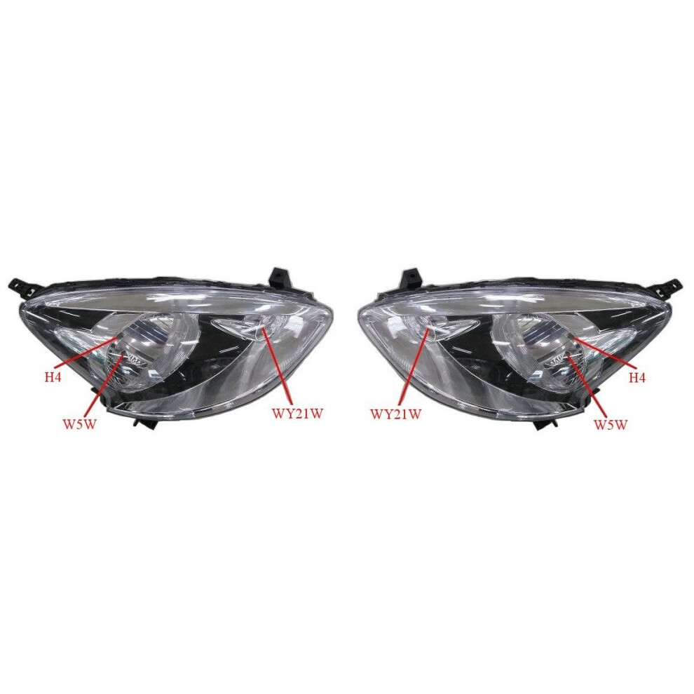 For Nissan Micra K13 Hatchback 9/2013-> Headlights Lamps 1 Pair O/S & N/S Black 5057795030977