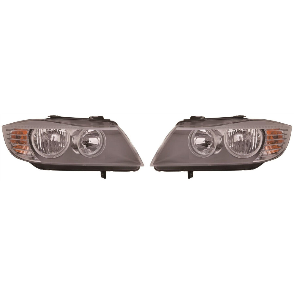 Bmw 3 Series E90 Saloon 9/2008-5/2012 Headlights Headlamps Pair O/S & N/S Black 5057795036108