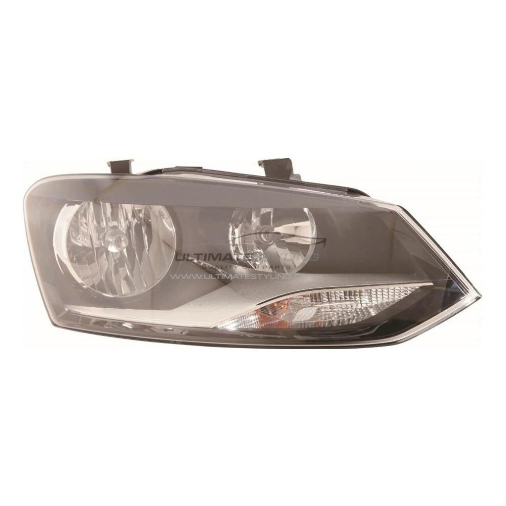 Vw Polo Mk5 6R Hatchback 10/2009-7/2014 Headlight Lamp Drivers Side O/S Black 5057795041157