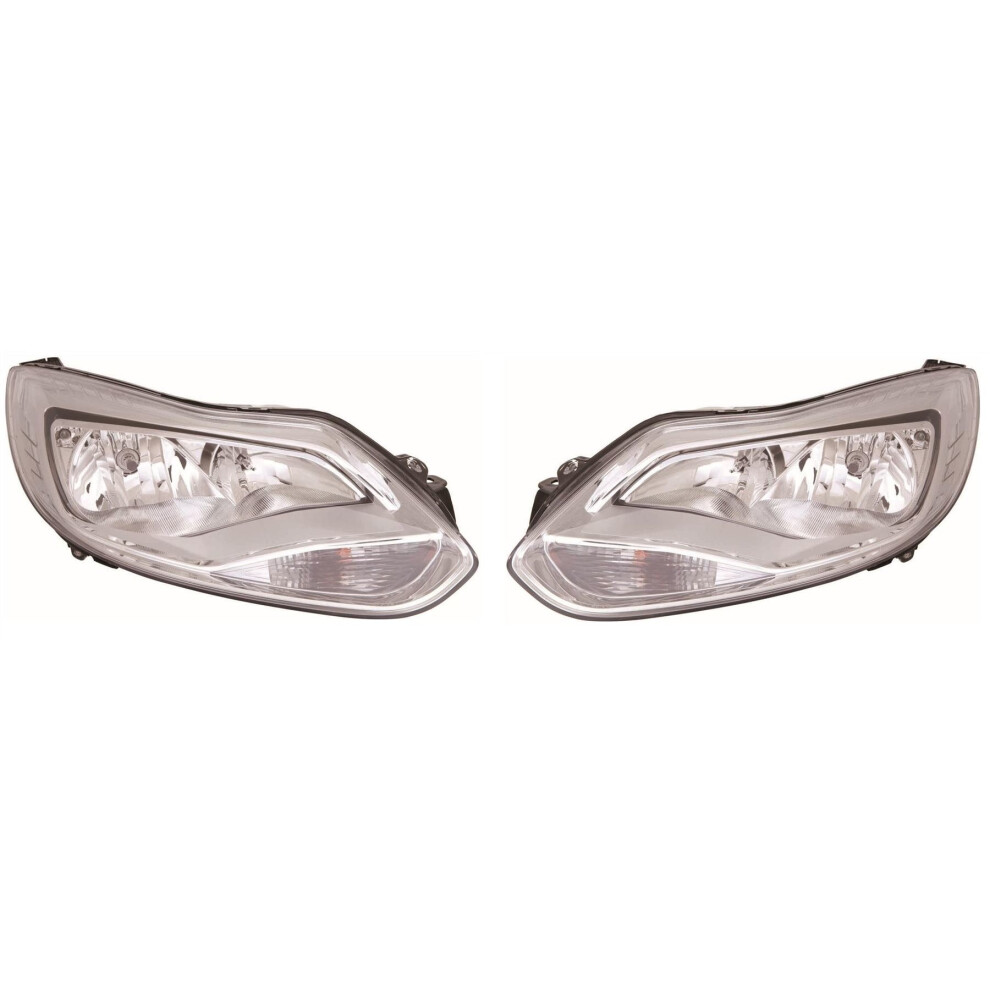Ford Focus Mk3 Studio Hatchback 2/2011-2014 Chrome Headlights Headlamps 1 Pair 5057795027311