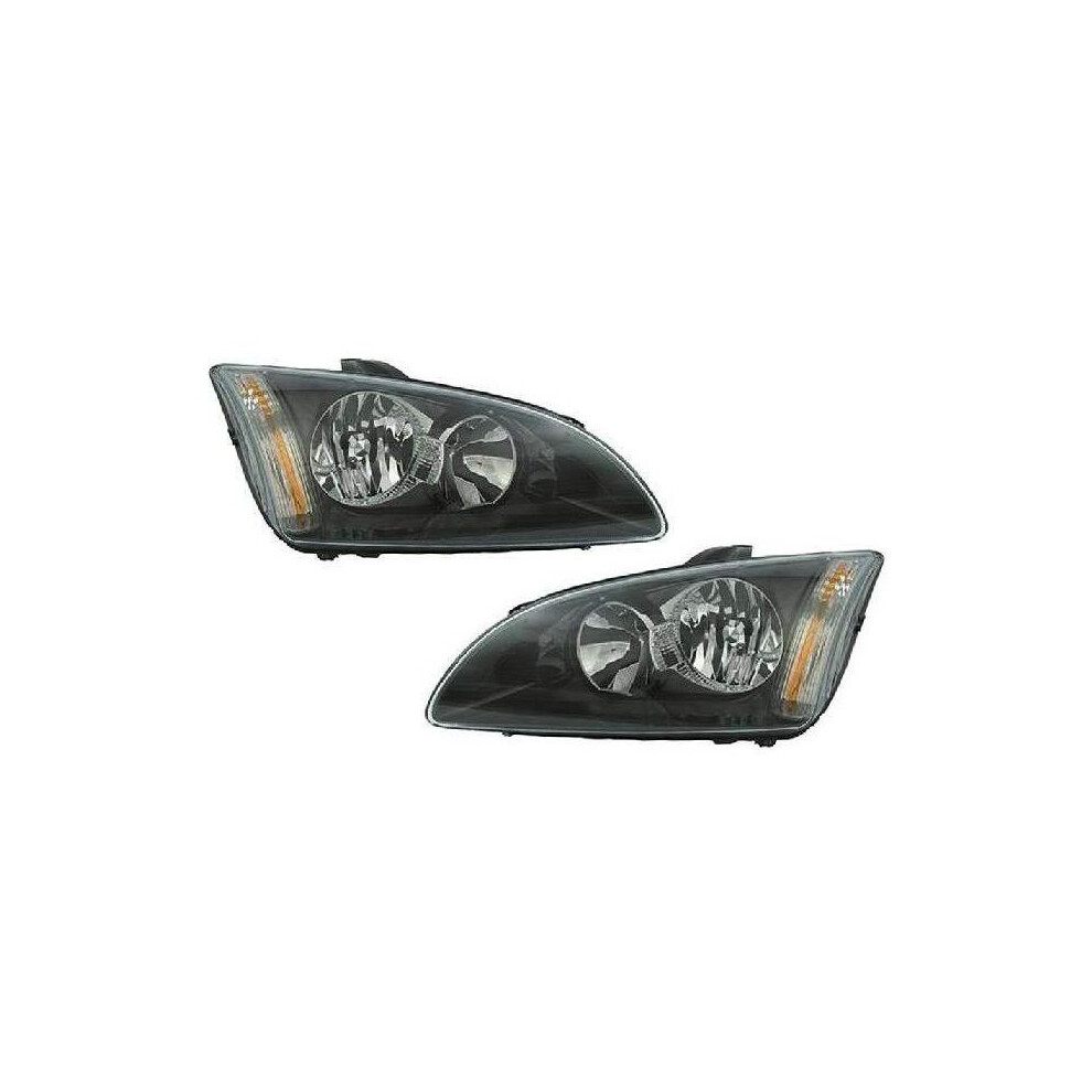 Ford Focus Mk2 Hatchback 2005-2008 Black Headlights Headlights 1 Pair O/S & N/S