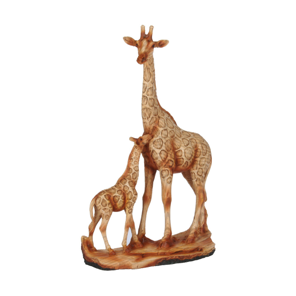 Naturecraft Wood Effect Giraffe and Baby Ornament