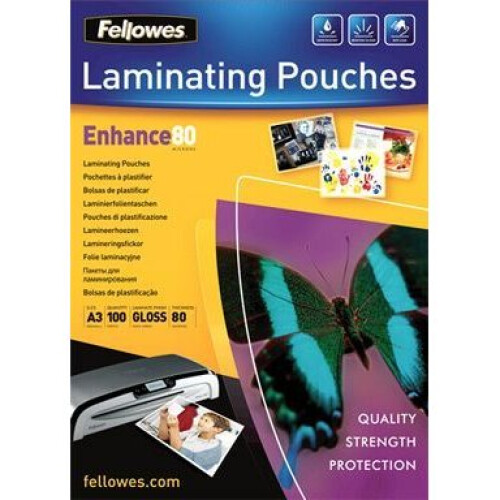 Fellowes Fellowes 5306207 A3 80Mic Pouch 100pk