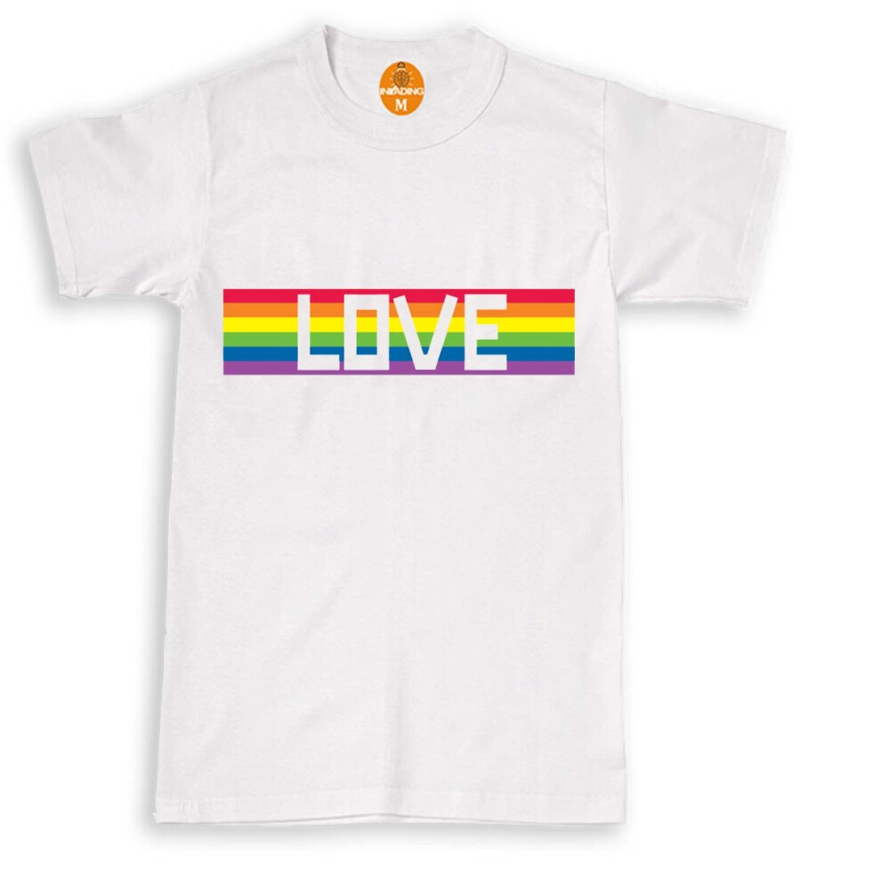 (XL, WHITE) Love Proud Gay Pride T Shirt