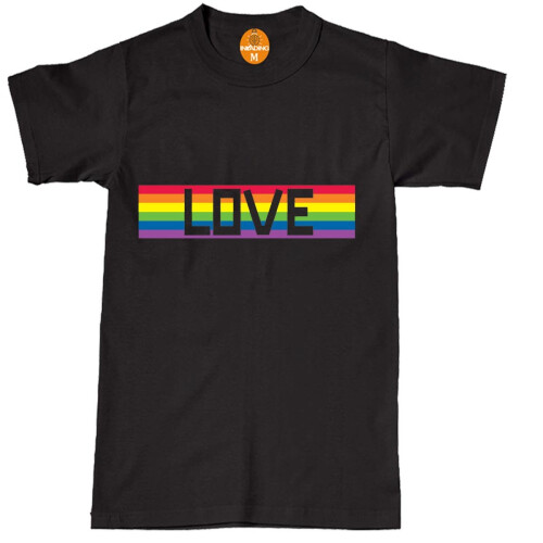 (L, BLACK) Love Proud Gay Pride T Shirt