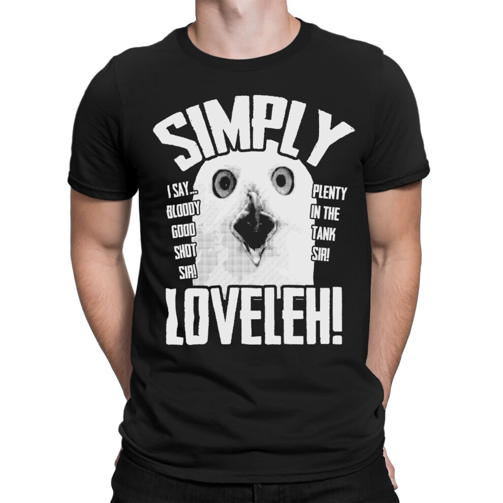 (L, Black) Simply Loveleh Men's T-Shirt | Funny 'Lovely' Owl T-Shirt