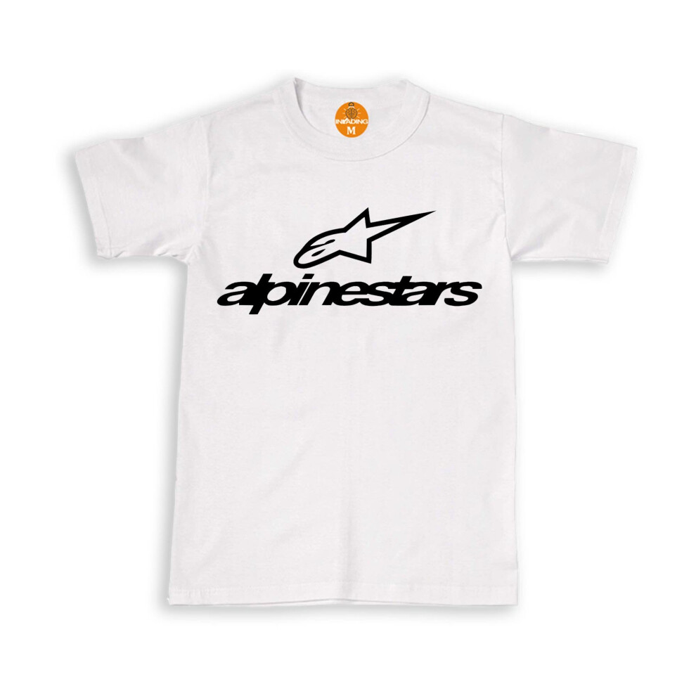 (M, WHITE) ALPINESTARS Printed Tee T Shirt Motorbike Moto GP