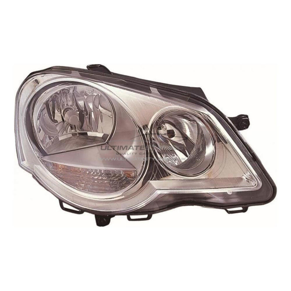 Vw Polo Mk4 9N3 Hatchback 6/2005-3/2010 Chrome Headlight Lamp Drivers Side O/S 5057795040822