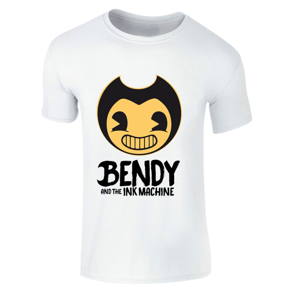 (9-11 YEARS, WHITE) Bendy and The Ink Machine Kids Adult T-Shirt