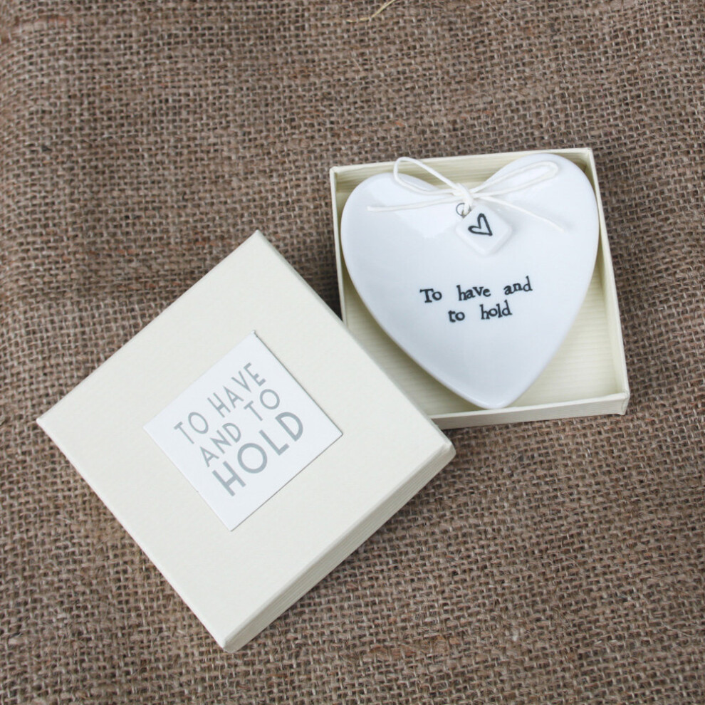 East of India 'To Have And To Hold' Large Porcelain Ring Dish - Keepsake Gift