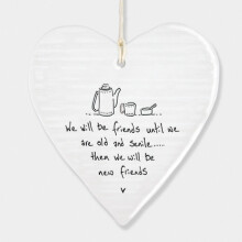 East of India Porcelain Ceramic Wobbly Heart 'We Will Be friends..'  - Gift