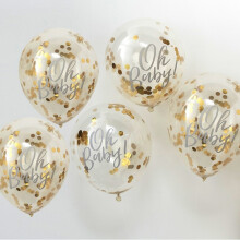 Oh Baby Balloons! Printed Gold Confetti Balloons x 5 Oh Baby Shower Range
