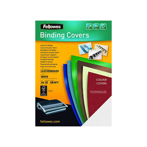 Fellowes Fellowes 5370104 A4 Leatherboard Covers White 100 PK