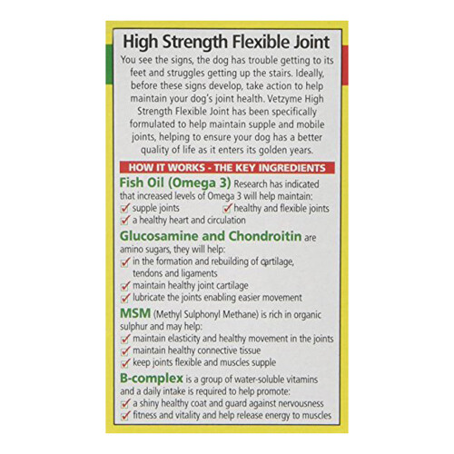 Vetzyme (90 Tablets) Vetzyme High Strength Flexible Joint Dog Tablets 1