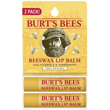 Burts Bees 100% Natural Moisturizing Lip Balm, Beeswax, 2 Tubes in Blister Box