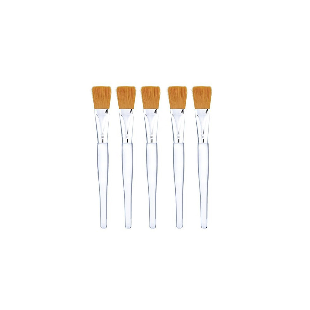 Mudder Facial Mask Brush Makeup Brushes Cosmetic Tools with Clear Plastic Handle, 5 Pack (Silver)