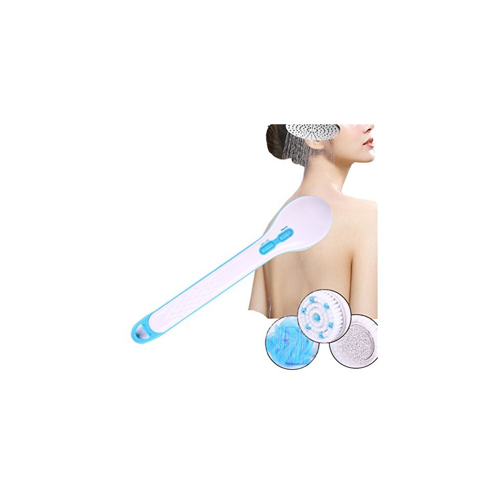 Gfywz Body Shower Brush, Back Cleaning Massage Scrubber, 5 In 1 Electric Bath Spin Spa Massage Brush Kit,Battery Do Not Include