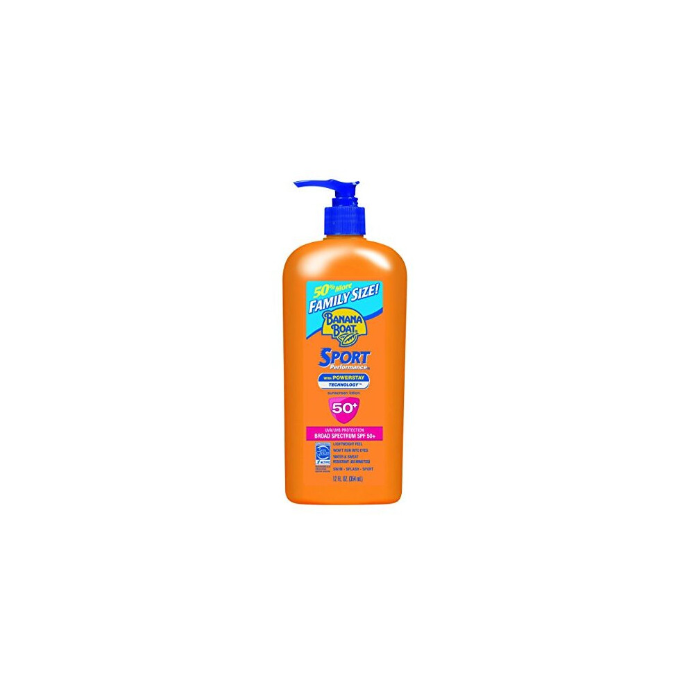 Banana Boat Sport SPF 50 Family Size Sunscreen Lotion, 12 Fluid Ounce