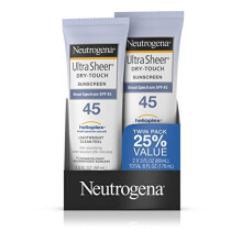 Neutrogena Ultra Sheer Dry-Touch wasserbestndige und nicht fettende Sonnenschutzlotion mit breitem Spektrum LSF 45 TSA-konforme Reisegre 3 Fl