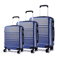 (20 + 24 + 28 inch Navy) 3pcs Suitcase Sets ABS Hard Shell Luggage Travel Trolley Case