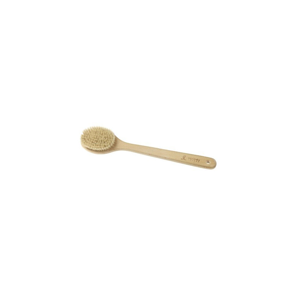 Hydrea London Long Handle Body Brush With Medium Strength Natural Bristles For Dry Brushing