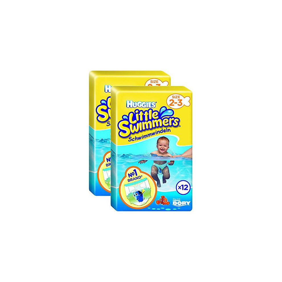 Huggies Little Swimmers Nappies - Size 2-3, 2 x Packs of 12 (24 Nappies)