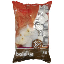 Bolsius 103630519700 Tealight, Paraffin Wax, White, Pack of 50