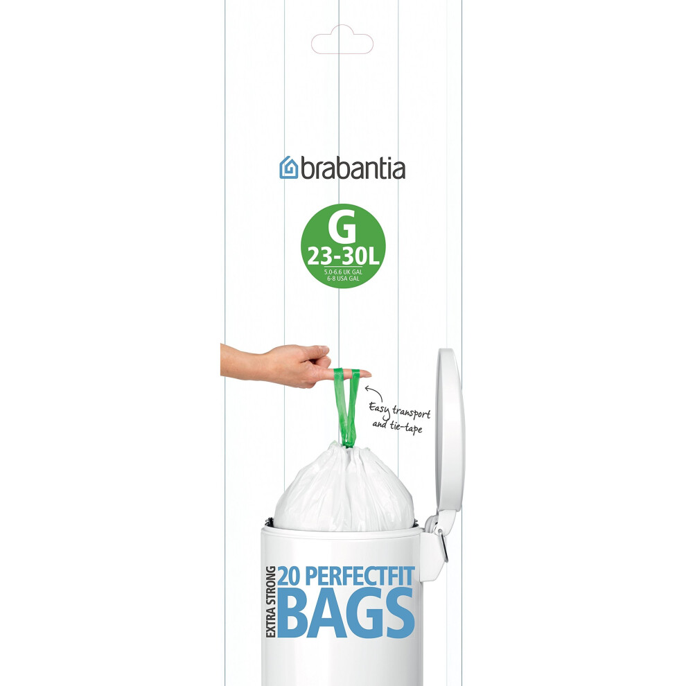 Brabantia Bin Liners, Size G, 23-30 L - 20 Bags