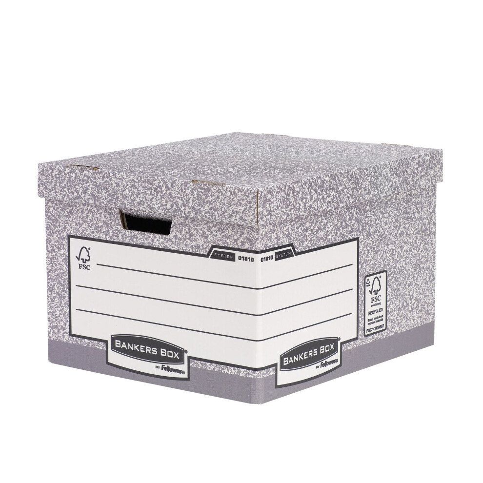 Fellowes Bankers Box 01810-FF System Storage Box, Large - Grey, Pack of 10