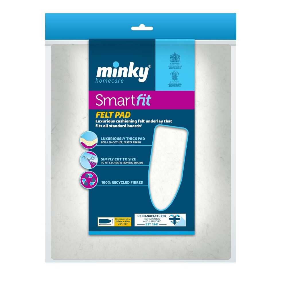 Minky Smartfit Felt Pad, fits boards up to 125 x 45cm, White