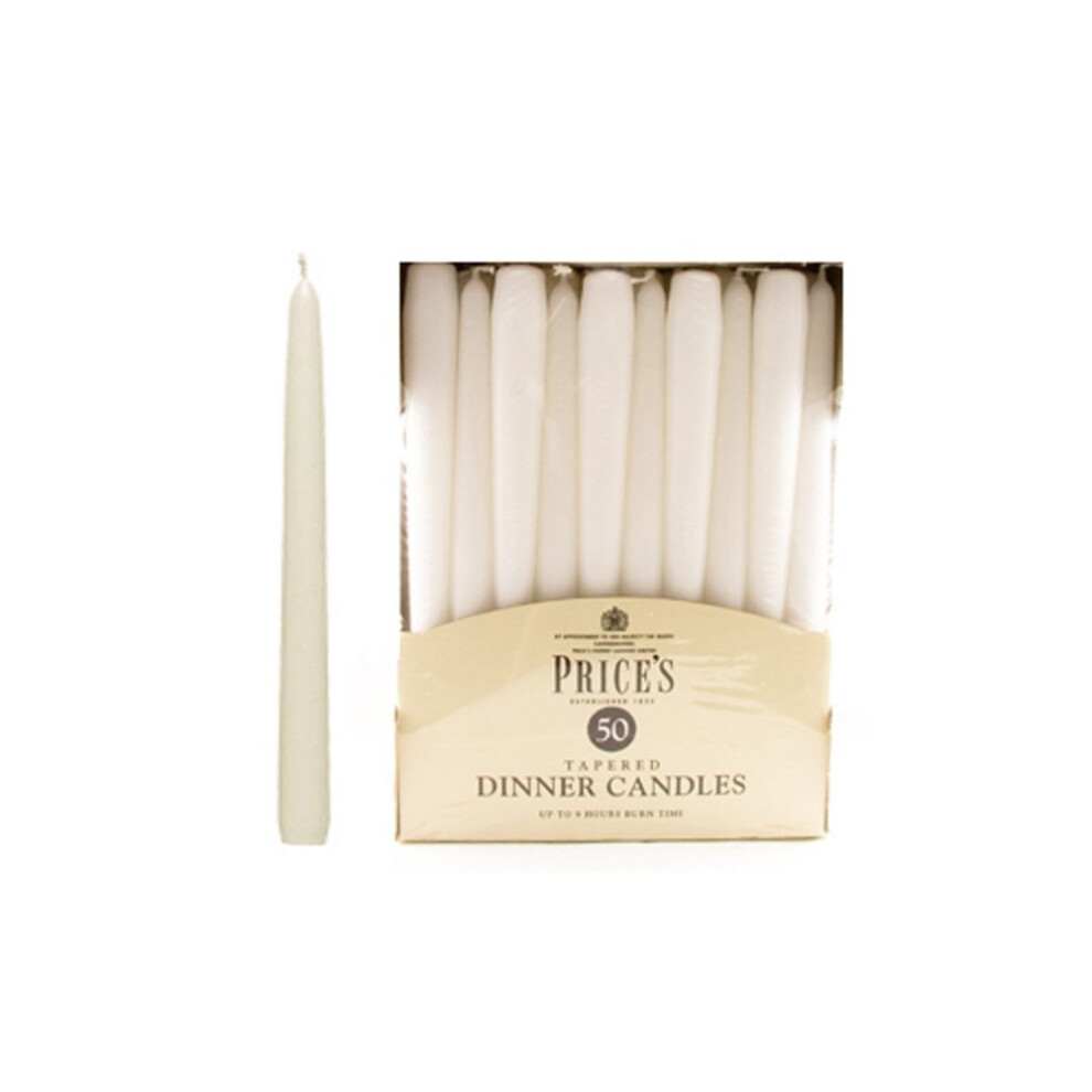 Prices Candles Unwrapped Tapered Dinner Candle, Pack of 50, White