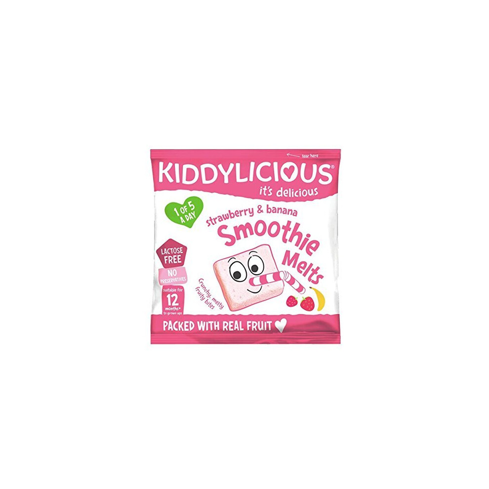 Kiddylicious Strawberry and Banana Smoothie Melts 6g, (Pack of 16)